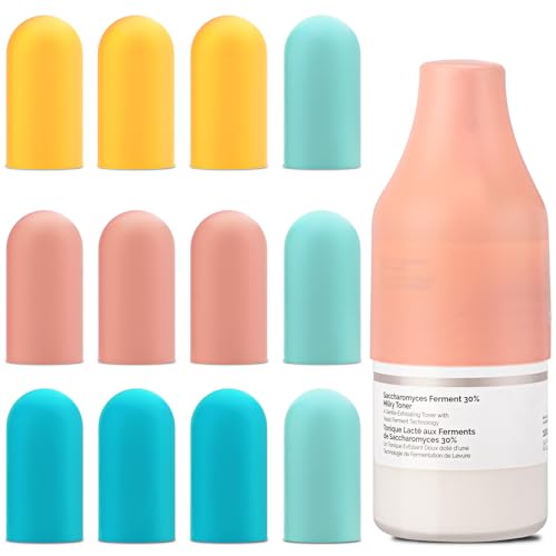 12 Pack Silicone Bottle Covers Travel Essentials for Women Men Elastic Sleeves for Leak Proofing Beach Vacation Essentials Cruise Essentials 2026 Colorful Airplane Travels Accessories