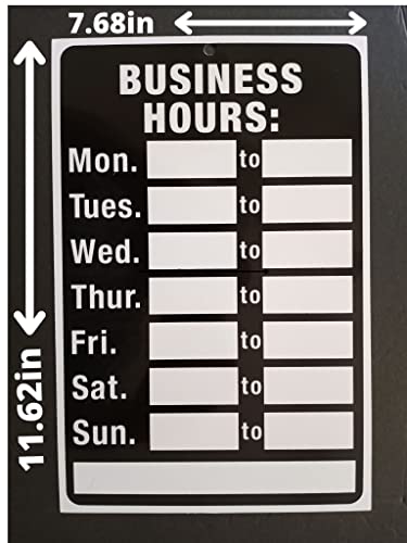 Business Hours Sign For Glass Door, Hours Of Operation, Store Hours For Retail Shop, Salon, Boutique, Office 8"X12" Durable Pvc Card With Black Print, Peel & Stick Numbers Included #TOP3