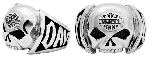 Harley-Davidson Men's Skull Ring Stainless Steel HSR00042