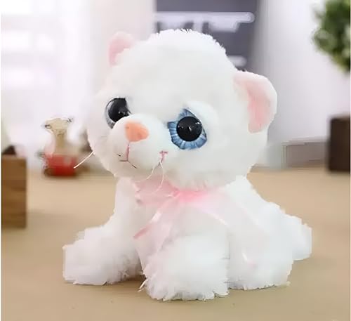 Image of Tickles Cute Cat Glitter Eye Soft Stuffed Toy for Kids Baby Boys Birthday Gift Room (Color: White Size: 20 cm)
