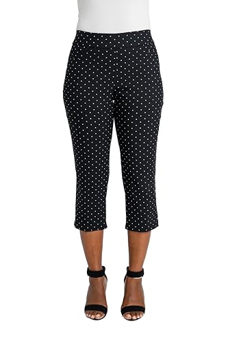 Image of Briggs New York Women's Pull on Stretch Capri Pants High Waist Crop Straight Leg with Pockets 21 inch Inseam