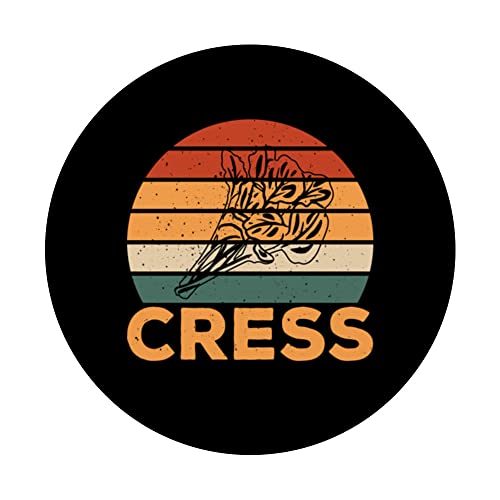 Retro Cress Outfit Love Edible Herbs PopSockets Swappable PopGrip, Black - Image 3