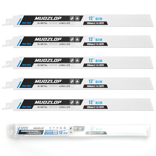 5Pack 12inch 14/18TPI Metal Reciprocating Saw Blades Set