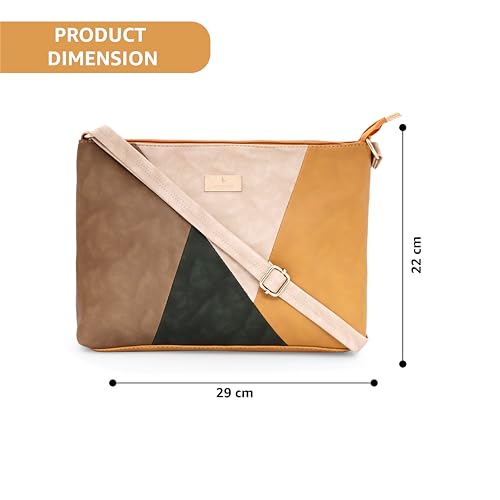 Image of Valerie Color Block Sling Bag | Single Shoulder Bag | A Right Choice For Your Stuff | Made With Vegan Leather | Adjustable Sling Strap |Crossbody Bag For Girls & Women