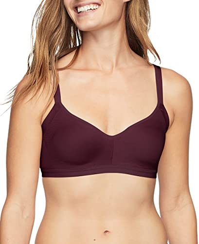 Warner's Women's Easy Does It Underarm-Smoothing With Seamless Stretch Wireless Lightly Lined Comfort Bra Rm3911A, Winetasting, X-Small #TOP2