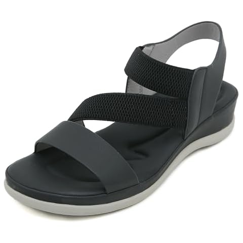 Touchmosees Ankle Strap Sports Sandals - Women's Hiking Sandals Breathable Orthopedic Sandals Summer Beach Athletic Sandals 1905-2Black 39 Cover