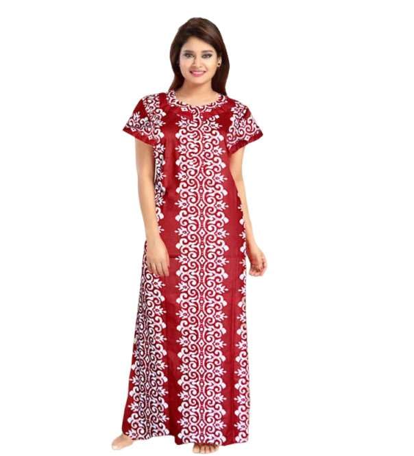 Women Flower Printed Casual Wear Cotton Nighty - Gown-MFNT5019to27-image-36
