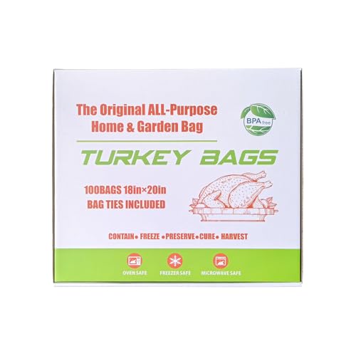 EDYCARX Nylon Turkey Bags 18 x 20 100 Pack 3 Gallon Multi-Purpose Oven Bags for Cooking Baking & Harvesting Smell Proof Oven Cooking Safe