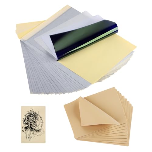 STIGMA Tattoo Practice Skin & Transfer Paper Set - 30 Pcs Fake Skin Tattoo Stencil Paper, White