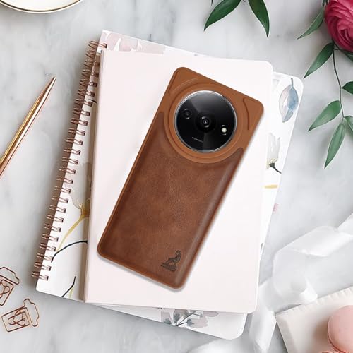 Image of AIBEX Shield Back Cover Case Compatible with Poco C61 / Xiaomi Redmi A3 Back Cover | Flexible Vegan Leather | Full Camera Protection | Raised Edges | Super Soft-Touch | Bumper Case