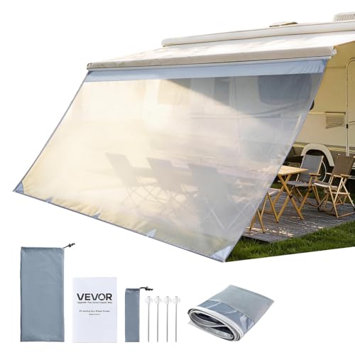 VEVOR Sonnenschutz (2 x 4 3 m) für Markisen (4 5 m) Markisen-Vorderwand aus Polyester-Netzgewebe Doppelt Genähter & Atmungsaktiver Sichtschutz für Wohnmobil Camping & Wohnwagen