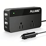 ALLWEI 200W Car Power Inverter, 12V DC to 110V AC Car Inverte with 4 USB Fast Charging Port(2xUSB A, 2xUSB C)- Car Charger Cigarette Lighter Adapter for Phone, Laptop and Small Devices on Road Trip