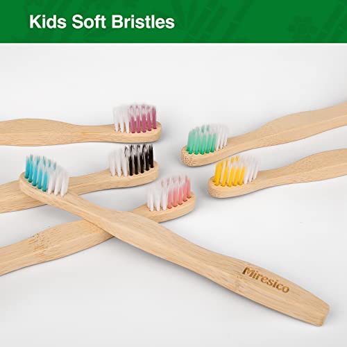 Miresico Kids Bamboo Toothbrushes (6 Pack), Bpa Free Soft Bristles Toothbrush, Eco-Friendly, Natural Toddler Wooden Tooth Brushes, Biodegradable, Compostable & Organic #TOP3