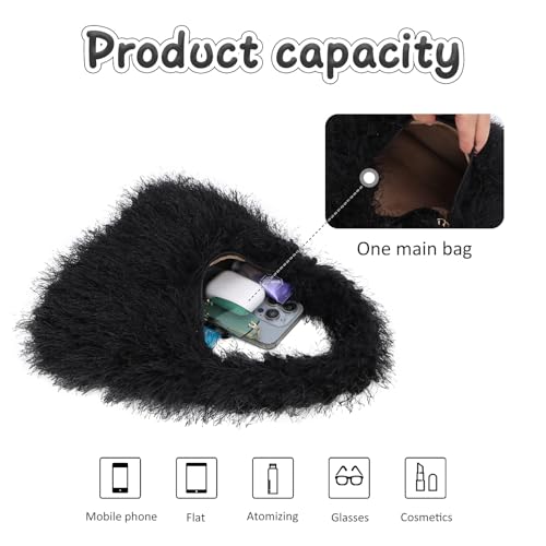 Bolso Fecialy peludo para mujer tipo tote y clutch miniatura 6