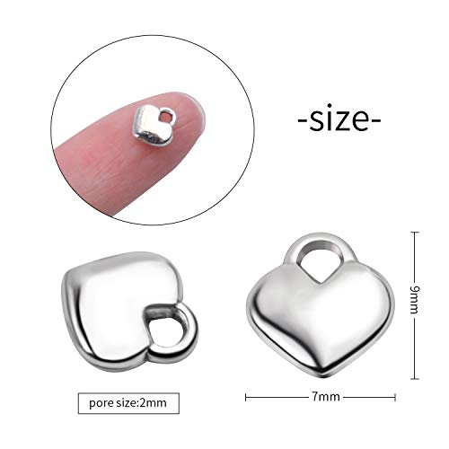 100 Pieces Polished Puff Love Heart Charm Mini Metal Silver Heart Pendants Drops Charms Pendants For Necklace Bracelet Earring #TOP4