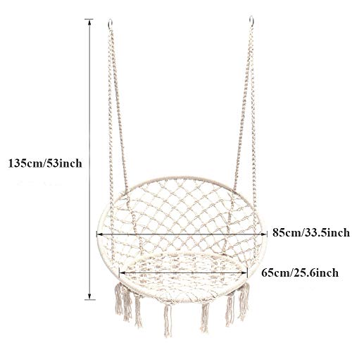 Sonyabecca Led Hanging Chair Light Up Macrame Hammock Chair With 39Ft Led Light For Indoor/Outdoor Home Patio Deck Yard Garden Reading Leisure Lounging Large Size(65X85Cm)(Not Included Stand) #TOP5