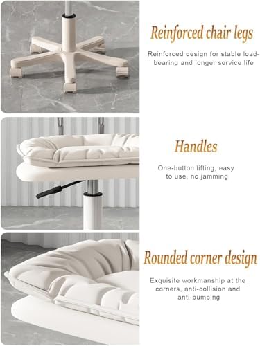 Height Adjustable Rolling Stool with Wheels, PU Leather Swivel Chair, Low Backrest for Spa, Salon, Home Office, Drafting - Comfortable & Stylish Design