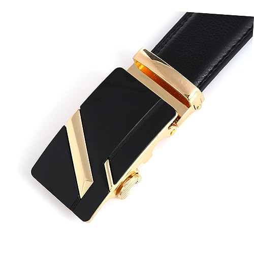 FRCOLOR Men Casual Automatic Buckle Leather Belt Stylish Imitation Design for Jeans and Dress Pants Durable Buckle Versatile Fashion Accessory3