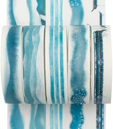 Colle Scotch Verte YUBX 4 Rouleaux Washi Tape Ruban Adhésif Papier Décoratif Masking Tape Pour Scrapbooking Artisanat De Bricolage (Watercolor Silver Ruban Adhésif Décoratif