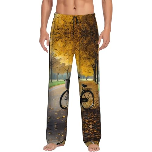 Pantalon de nuit à jambes larges idéal pour des vacances relaxantes avec motif arbre d'automne