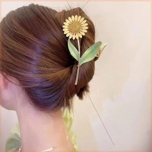 Image of SunFlower Hair Clutcher For Women | Stylish Hair Claws For Girls | Trendy Alloy Metal Clips | Premium & Fashionable Girls Hair Accessories | Suitable In Various Occasions | Pack Of 1
