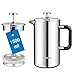 ecooe 1.5L French Press Kaffee Doppelwandiger Kaffeebereiter aus 18/10 Rostenfrei Edelstahl mit 3 Filtern