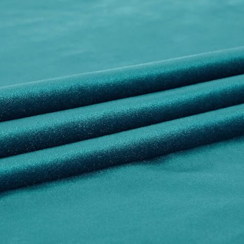 Image of Elegant Teal Velvet Curtains 102 inches for Living Room,Luxury 2 Panels Bluish Green Room Darkening Rod Pocket Back Tab Curtain Thermal Insulated Soundproof Noice Reducing Window Drapes for Bedroom