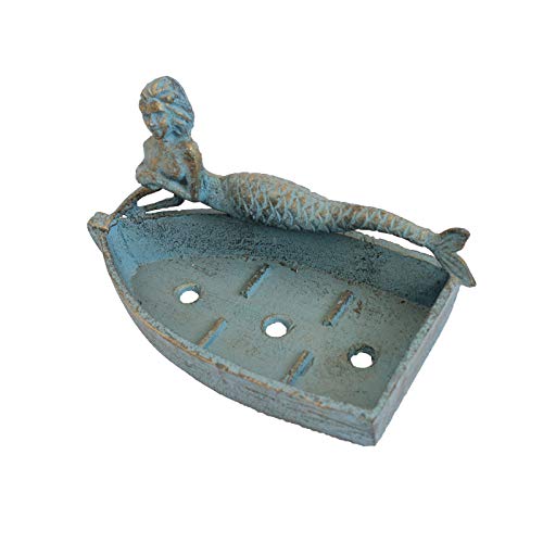Bfrth Statues And Sculptures Cast Iron Wooden Boat Mermaid Soap Box Home Bathroom Balcony Soap Storage #TOP22