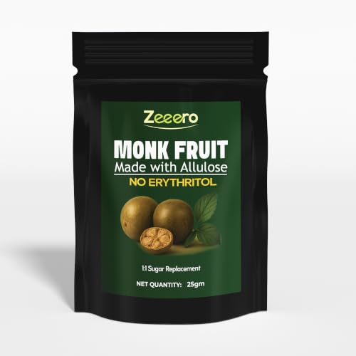 Image of Zeeero Monk Fruit with Allulose Sweetener without erythritol | 1:1 Sugar Replacer Zero Calories | Monk sugar /monk fruit /Monkfruit powder | No Preservatives