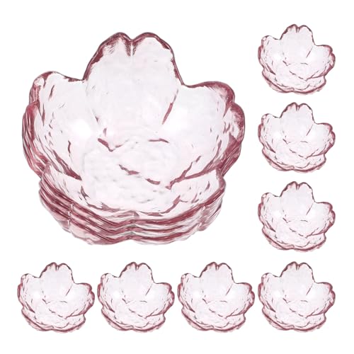 TOPPERFUN Platos de Cristal Forma de Flor de Cerezo, 10 Piezas de Platos Pequeños para Salsa de Soja y Condimentos, Capacidad 90 Ml, Ideales para Aperitivos y Uso en Hogar o Restaurante