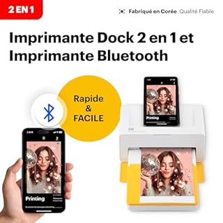 Kodak Dock Plus 4Pass Imprimante Photo (10x15cm) + Paquet avec 50 Papier Photo (10 Feuilles Initiales + Paquet de 40 Feuilles)