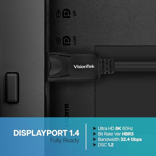 Câble DisplayPort 1.4 M/M 1m VisionTek cordon écran 8K HDR