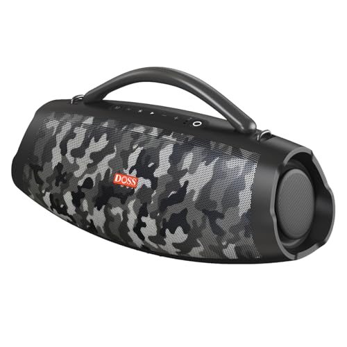 DOSS Extreme Boom Pro D200 240W Peak Outdoor Speaker Punchy Bass 26H Playtime Beat-Synced Light BT5.4 Stereo Pairing IPX6 Waterproof for Camping Beach Tailgate Party-Camo Black