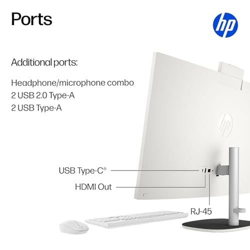 Image of HP 27 inch All-in-One Touchscreen Desktop Computer, Next Gen AI PC, AMD Ryzen AI 7 350 (8-Core), 64GB DDR5, 4TB SSD, Webcam, Wi-Fi 6, Bluetooth 5.4, Wireless Keyboard & Mouse, Windows 11 Pro, Accessories