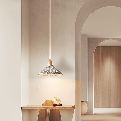 Lámpara de madera maciza colgante y cemento pulido estilo nórdico sofisticado 3