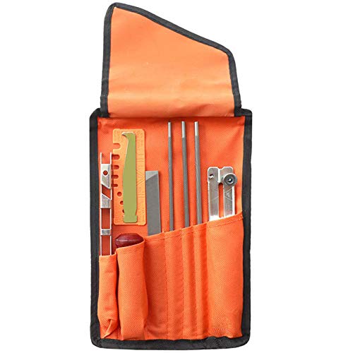 ZDSFSD 10Pcs Chainsaw Sharpener File Kit,Wood Handle,Files,Depth Gauge,Round Files,Filing Guide for Sharpening Chain Saw Blades