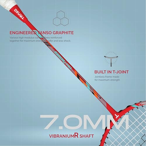 Image of TANSO Lightbearer Full Graphite Ultra Light Weight Carbon Fibre Strung Badminton Racket (32 Lbs Tension, 675 mm Long, 77 Grams, Strung with Premium Strings and Full Racquet Cover)