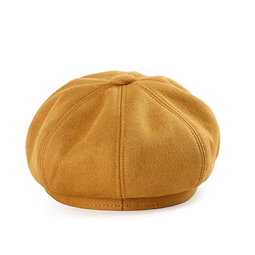 Fashion Newsboy Hats For Women Octagonal Beret Hat Suede Big Head Pure Color Retro Spring Summer Autumn Winter Hat (Color : Red, Size : One Size) #TOP4