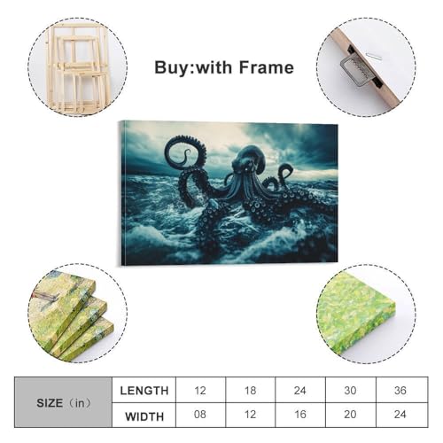 Impression sur toile octopus decoration murale maison 50x75cm - 2