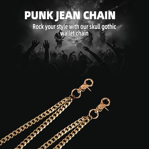 Image of Hip Hop Wallet Chain - Heavy Duty Keychain for Belt Loops, Jeans & Pocket Use - Men's /Women Gifts - Gold