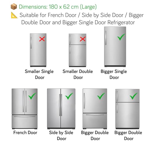 Image of HOKIPO Large Fridge Cover Top | For Bigger Double Door Refrigerator | Waterproof, Printed with 6 Side Pockets, Size Large 180x62 cm, Playful Cats (NEW-AR-5876-D6)