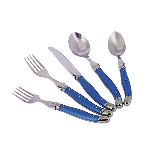 French Home Laguiole 20 Piece Flatware Set – Stainless Steel Flatware Set for 4 – Luxurious French Blue Utensil Set with Knives, Spoons and Forks