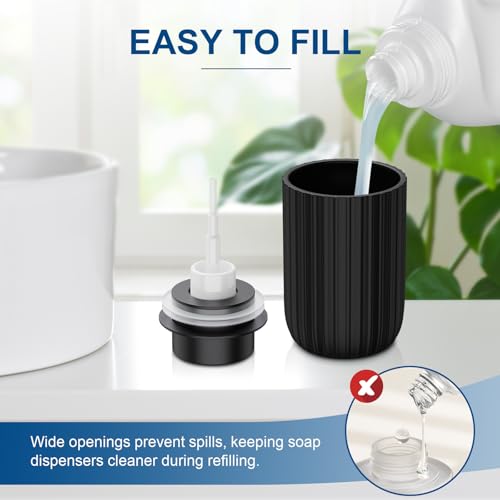 Image of Ceramic Foaming Soap Dispenser, 12 oz Bathroom Foam Hand Soap Dispenser, Refillable Lotion Soap Dispenser with Removable Pump for Kitchen Hand Wash Dispenser, Modern Home Decor(2Pack-Black)
