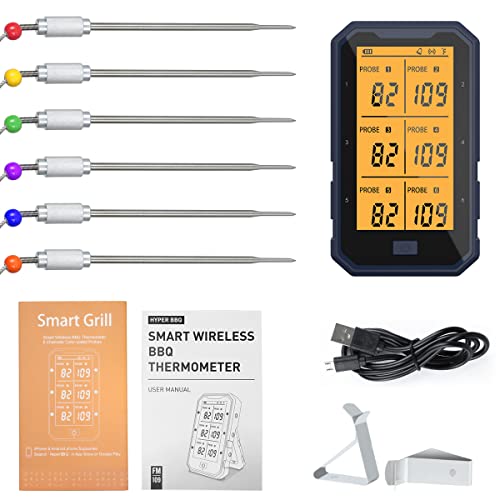 Wireless Bluetooth Meat Thermometer, Digital Bbq Thermometer, 6 Probes Timer/Alarm Monitor Food Grilling Cooking Thermometer For Smoker Oven Kitchen #TOP6