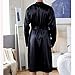 Men's Satin Robe Silky Bathrobe Soft Comfy Casual Bathrobe Fashion Comfy Solid Color Long Loungewear with Pocket