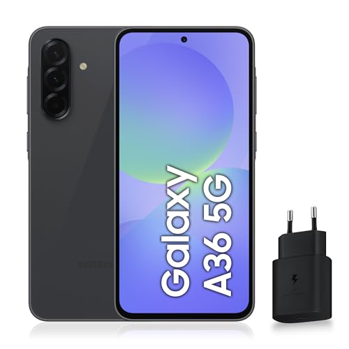 Samsung Galaxy A36 5G, Smartphone Android, 256 Go, Chargeur Secteur Rapide 25W Inclus, Smartphone déverrouillé, Noir, Version FR
