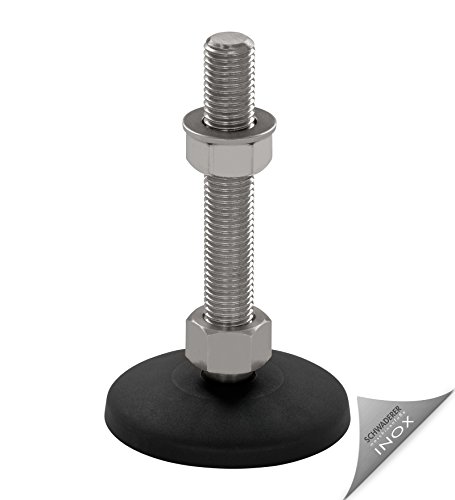 Preisvergleich Produktbild Maschinenfuß / Stellfuß / Nivellierfuß / Gelenkfuß KFE 100 (M12x100), Ø 99mm, Gewinde M12, Länge 100mm, Kunststoff / Edelstahl, Gewinde von M8-M30