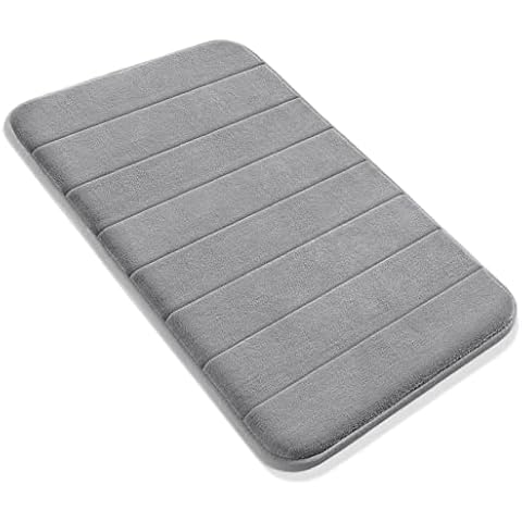 Yimobra Memory Foam Bath Mat Large Size 51 x 81 cm, Soft and Comfortable, Super Water Absorption, Non-Slip, Thick, Machine Wash, Easier to Dry for Bathroom Floor Rug, Grey Cover