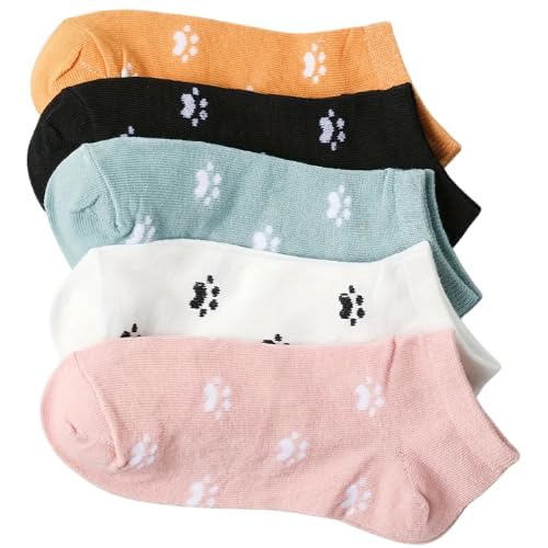 amoxayo creation Paw Print Ankle Socks for Women, Soft Cotton Blend Cute Casual Socks, Breathable Stretchable Comfortable Ankle Length Socks with Stylish Paw Pattern Design (1 Pair)-picture-52