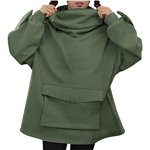 Women Funny Frog Hoodie Trendy Cute Animal Novelty Hooded Sweatshirt Shape Zip up Fashion Pullover Top Green